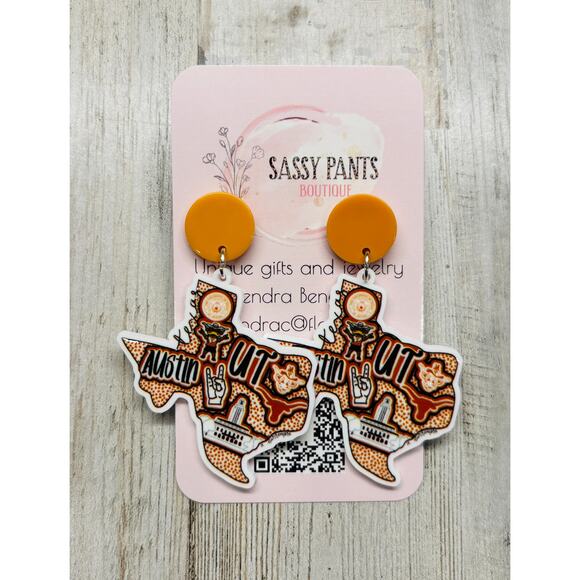 UT Austin Longhorns University of Texas Earrings NEW - Picture 1 of 1